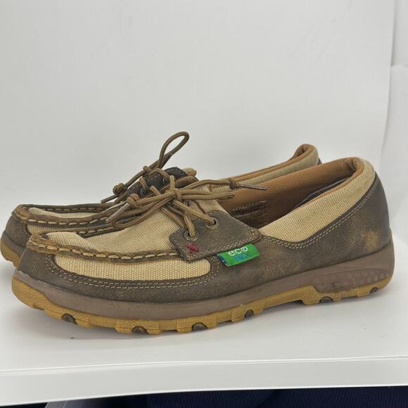 Twisted‎ X WXC0003 Mens 8.5 M Boat Shoe Slip On Loafer Bomber/Khaki *see pic - Picture 1 of 14